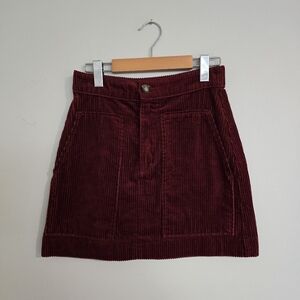H&M Womens Maroon Corduroy A Line High Waisted Mini Skirt Size 4